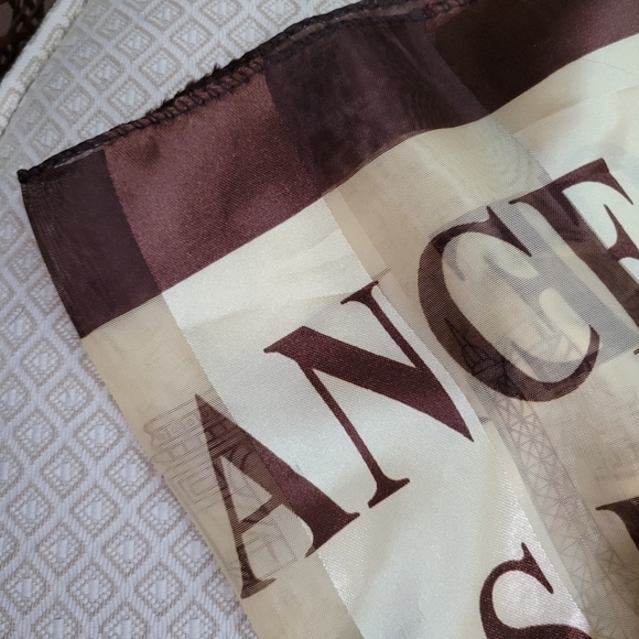 Satin Scarf Paris France French Allover Print Square - Picture 4 of 6